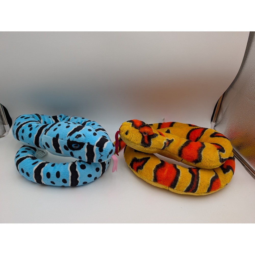 Toys R Us Plush Snake Lot Blue Yellow Orange 53 Inch Reptile 2010 2014